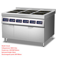 Table de cuisson industrielle en acier inoxydable à 6 brûleurs, cuisinière à induction électrique commerciale, cuisinières