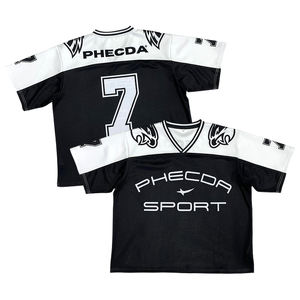 OEM kustom Polyester Cropped Retro Jersey sepak bola Streetwear kebesaran Amerika Mesh Jersey sepak bola pria t-shirt untuk pria - Product Image 1