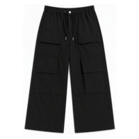 Jean baggy pour homme à jambe large, taille à cordon, poches cargo, coupe ample, style streetwear, gris