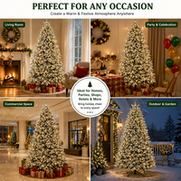 Sapin de Noël floqué en PE/PVC en gros avec lumières LED chaudes, 260-1300 pointes de branches, 120-240 cm, support en fer, décoration de Noël pour la maison