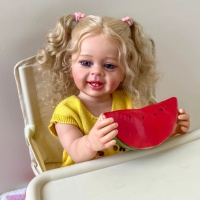 Poupée Reborn réaliste en vinyle de 20 pouces, yeux ouverts, cheveux dorés, jouet doux, corps souple, vêtements interchangeables, unisexe, cadeau parfait