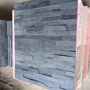 Revestimiento de pared de pizarra negra de alta calidad RF piedra de cultivo natural de pizarra