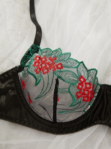 Black Floral Embroidery Lingerie <b>Set</b> Sheer Mesh Underwire Bra and Thong 2 Piece <b>Set</b> <b>Sexy</b> Lace Womens Intimates Bra <b>Set</b> - Product Image 4
