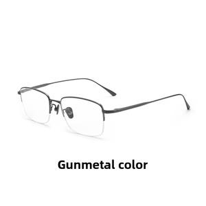 نظارات عمل نصف إطار من التيتانيوم الخالص خفيفة للغاية عصرية ذهبية كبيرة بتصميم ماسي عدسات طبية متوافقة - Product Image 6