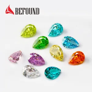 Loose Factory price CZ 1ct 2ct Pink Purple color Pear cut Synthetic Cubic Zirconia for Jewelry Setting