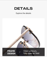 Lunettes de soleil carrées avec protection UV400, verres PC à simple revêtement, monture métallique sans bordure, pour unisexe, usage extérieur et quotidien