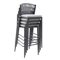 Tabouret de bar en aluminium, mobilier d'extérieur à cordes tissé, chaise basse, loft, ensemble de table basse à double cadre, 9 pièces