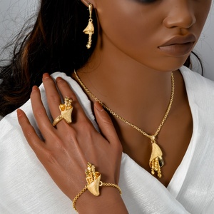 Zeadear Bijoux fantaisie Plaqué or 14 carats Bracelet Bague Collier Boucles d'oreilles Parures de bijoux pour femmes - Product Image 4