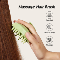 Brosse de massage du cuir chevelu en silicone, brosse à shampooing à poils doux, étanche, pour le lavage des cheveux, portable, OEM, vente en gros