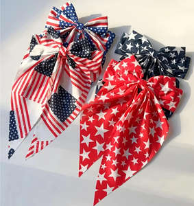 Día DE LA Independencia Bandera de EE. UU. Estampado de lazo Cinta para el cabello Scrunchies Lazo Accesorio para el cabello Flutter Ribbon Bow Pinza para el cabello para decoración de fiestas - Product Image 1
