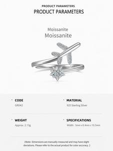 Anelli in Argento Sterling S925 con Moissanite, Tema Viaggio, Anello Divisibile, Aereo, Pietre Incastonate, Stella Polare, Gioielli Raffinati da Donna, Regalo, Vendita all'Ingrosso - Product Image 6