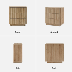 Brooklyn <strong>3</strong> <strong>Drawer</strong> Bedroom Modern <strong>Chest</strong> <strong>of</strong> <strong>Drawers</strong>, Wood Tall Nightstand, Waveform Fluted Side Table - Product Image 3