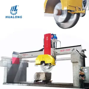 Hualong เครื่องตัดหินหล่อลื่นอัตโนมัติ,เครื่องตัดหินแบบหลายใบพร้อมเสาตะกั่ว4เสา