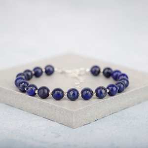 Bracelet aigue-marine en argent sterling 925 pour la gorge Chakra Guérison Lapis Lazuli Gemstone <span class=keywords><strong>Angelite</strong></span> - Product Image 5