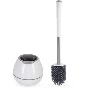 Industrial rubber toilet silicone brush and holder toilet bowl cleaner brush