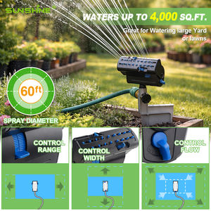 Arroseur oscillant mini turbo réglable 4 directions <span class=keywords><strong>SUNSHINE</strong></span> avec base à pointe et 18 buses de pulvérisation pour l'irrigation des jardins, des cours et des pépinières - Product Image 3