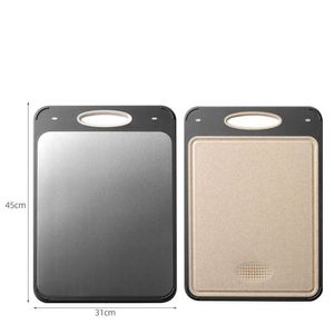 Plateau de découpe de cuisine multifonctionnel réversible en acier inoxydable 2-en-1 double face de qualité alimentaire, personnalisable et en gros - Product Image 4