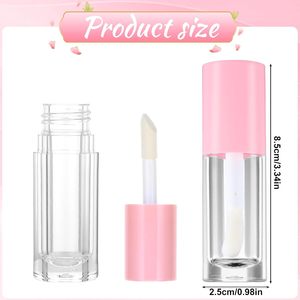 Envase Personalizado de 6ml 5.4ml para Brillo Labial, Botella Redonda Rosa, Blanca o Negra con Pincel Grande - Product Image 3