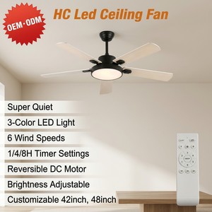Fan <b>Light</b> with <b>Light</b> Kit LED <b>Ceiling</b> Lamp Wooden Blades Living Room Bedroom Chandelier - Product Image 3