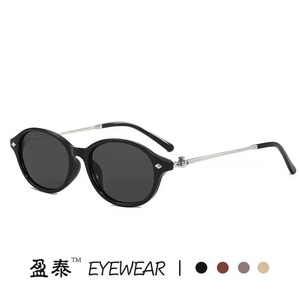 แว่นตา แว่นกันแดดทรงวงรี กรอบสีดำ ป้องกันรังสียูวี 400 แฟชั่นสตรี - Product Image 1
