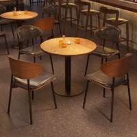 Tables et chaises carrées/rondes en bois massif vintage pour café, salon, pub, restaurant occidental et boulangerie ou bar