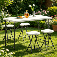 Table en PEHD, PP et acier moulé par soufflage avec pieds en acier, ourlet raffiné, style américain, économique et pratique