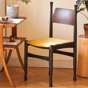 Chaise de salle à manger en bois massif avec dossier rembourré, style nordique minimaliste moderne, chaise de salon de style français - Product Image 2