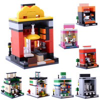Mini magasin briques de construction modèle petite maison ville rue magasin jouets éducatifs enfants cadeau sembo block