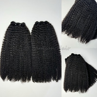Extensions de cheveux humains vierges Remy mongols super double drawn, bouclés afro 4A-4C, pour femmes noires - Vente en gros, sans pointes fourchues