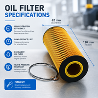 Cartouche de filtre à huile moteur de camion, élément filtrant plissé en matériau synthétique pour moteurs diesel lourds, haute performance, durable, pour remplacement efficace