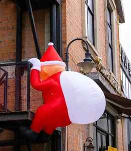 Bingo Factory Wholesale Outdoor Xmas Led Inflatable Decorative <strong>Climbing</strong> Wall Christmas Santa Claus for Building - Product Image 1