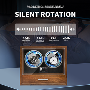 BLUETIDE BLUETIDE BLUETIDE BLUETIDE BLUETIDE <span class=keywords><strong>Remontoir</strong></span> de <span class=keywords><strong>montre</strong></span> <span class=keywords><strong>automatique</strong></span> intelligent à 2 emplacements en cuir marron avec finition bois de noyer, contrôle par application, OEM ODM, léger et ultra-<span class=keywords><strong>silencieux</strong></span> - Product Image 3