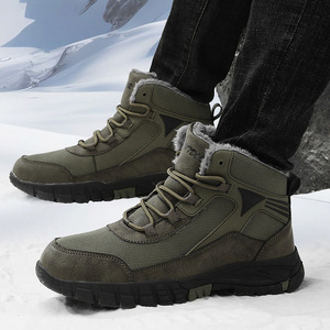 Bottes de neige pour hommes, chaudes pour l'hiver, hauteur cheville, bout rond, tige synthétique, semelle extérieure en caoutchouc, semelle intermédiaire antidérapante en EVA, doublure en peluche - Product Image 2
