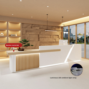 Comptoir de réception minimaliste, comptoir de réception d'entreprise, <span class=keywords><strong>spa</strong></span> pour les pieds, hall d'hôtel, comptoir de caisse en bois naturel - Product Image 3