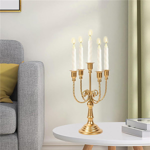 Candélabre en fer vintage européen à 3/5 bras, porte-bougie doré pour la maison, le <span class=keywords><strong>salon</strong></span> ou comme <span class=keywords><strong>centre</strong></span> <span class=keywords><strong>de</strong></span> <span class=keywords><strong>table</strong></span> <span class=keywords><strong>de</strong></span> mariage - Product Image 3