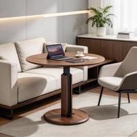 Table ronde relevable moderne et réglable, bureau de café mobile et portable, surface en acier et MDF pour la maison, le bureau et le salon