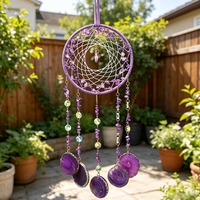 Attrape-rêves original en agate naturelle, plaque d'agate paysagère, attrape-soleil pour la maison, pendentif carillon éolien, décoration suspendue pour jardin