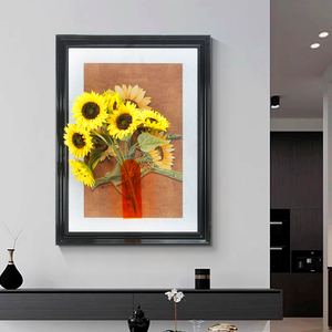 Soggiorno decorazione per la casa <span class=keywords><strong>girasole</strong></span> artificiale 3D murale Vintage fiore arte della parete con cornice in polistirolo foto - Product Image 3