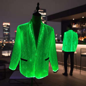 Sweat à capuche unisexe ECODI à fermeture éclair avec éclairage LED à 7 couleurs en fibre optique pour les performances musicales en boîte de nuit - Product Image 4