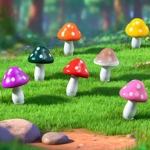 Colorful Wooden Mini Mushroom Craft Figurine <b>Miniatures</b> for Landscape Decorations Moss Plant Desktop Ornaments DIY Accessories - Product Image 2