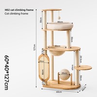 Grand arbre à chat de luxe en bois avec griffoir, nid en coton, design capsule spatiale, tour multifonctionnelle résistante aux griffures