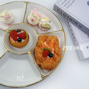 ドライナッツ陳列ケース スナック＆ディップ回転式サービングトレイ ドライフルーツディッシュディスペンサー セラミックプラッター レイジースーザン 分割トレイ - Product Image 5