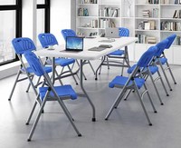 Chaise de bureau pliante et portable en plastique pour l'extérieur, avec tubes en acier, pour le camping, le jardin, facile à transporter
