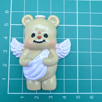Vente directe usine : Breloques en résine en forme d'aile, motif ours en peluche beurré, à dos plat, pour coques de téléphone et décoration