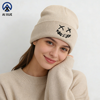 Bonnet d'hiver unisexe en acrylique tricoté avec broderie, motif crâne d'Halloween personnalisé, idéal pour le ski, la pêche, la plage, motif automne