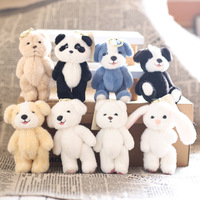 Porte-clés en peluche articulé et mobile, ours en peluche ou lapin, avec vêtements amovibles, mini breloque de sac moelleuse
