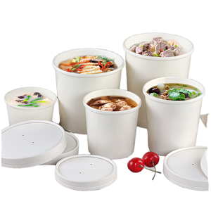 Bols et tasses à soupe en papier kraft jetables, écologiques, grande capacité, imperméables, compatibles micro-ondes, pour nouilles instantanées - Product Image 1