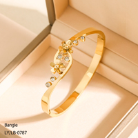 Bracelet jonc creux en forme de cœur et nœud papillon, en acier inoxydable 304/316 plaqué or 18 carats, lisse et brillant, pour femme, mignon et tendance