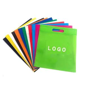 Çevre dostu özel logo reklam olmayan dokuma çanta dokunmamış U kesim çanta olmayan dokuma kalıp kesim logoları ile alışveriş çantası