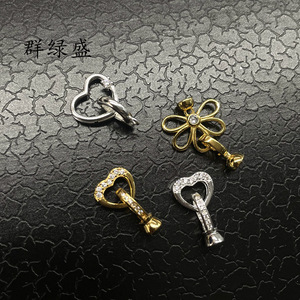 Qunlvsheng S925 Sterling Silver Jewelry Buckle Heart Shape Plated Gold Silver White Gold DIY Necklace <b>Bracelet</b> Finishing Buckle - Product Image 3